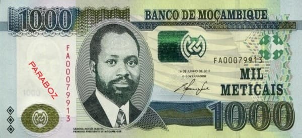 Mozambik 1.000 MZN ön yüz