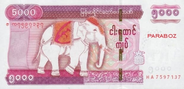 Myanmar 5.000 MMK ön yüz