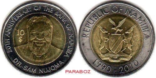 Namibya 10 NAD ön yüz