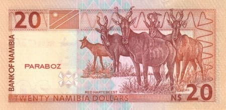 Namibya 20 NAD arka yüz