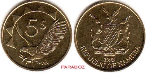 Namibya 5 NAD ön yüz