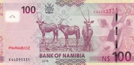 Namibya 100 NAD arka yüz