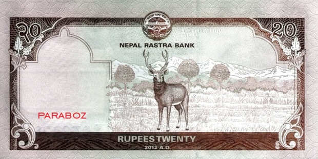 Nepal 20 NPR arka yüz