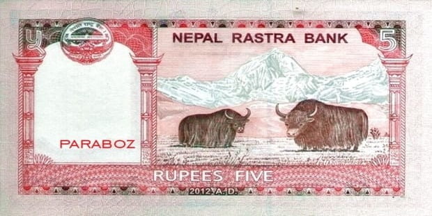 Nepal 5 NPR arka yüz