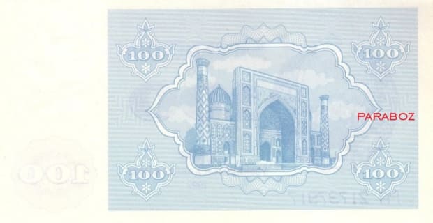 Özbekistan 100 UZS arka yüz