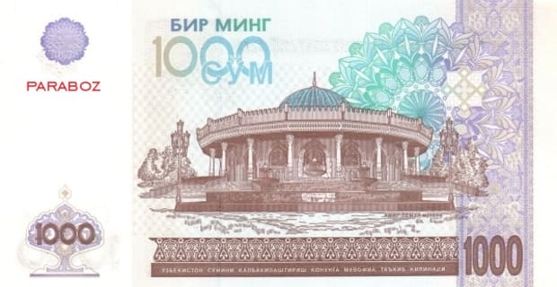 Özbekistan 1.000 UZS arka yüz