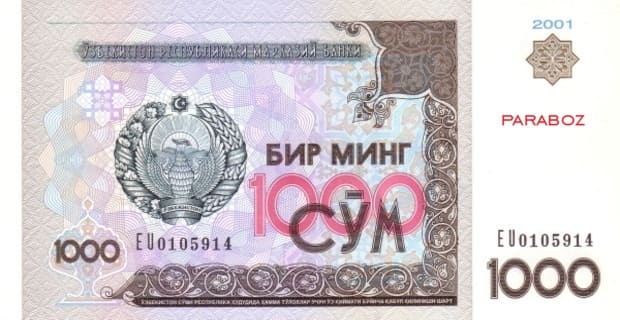 Özbekistan 1.000 UZS ön yüz