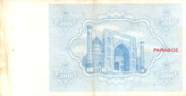 Özbekistan 5.000 UZS arka yüz