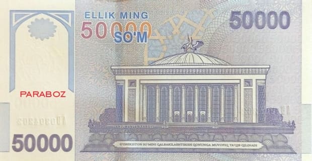 Özbekistan 50.000 UZS arka yüz