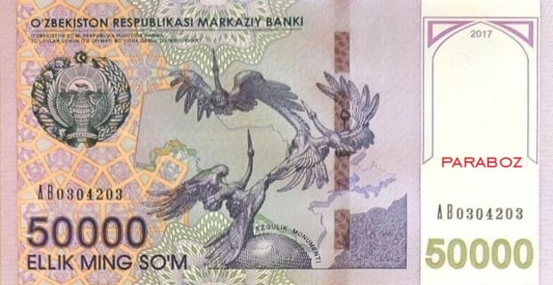 Özbekistan 50.000 UZS ön yüz