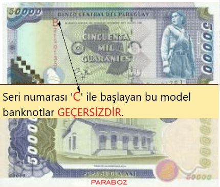 Paraguay 20 PYG ön yüz