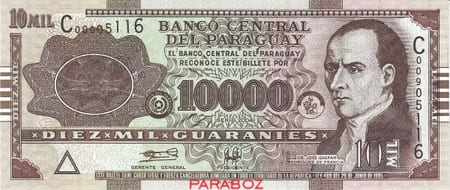 Paraguay 10.000 PYG ön yüz