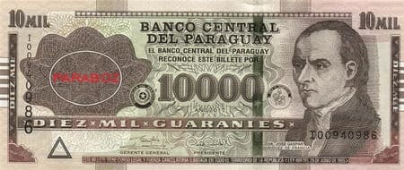 Paraguay 10.000 PYG ön yüz