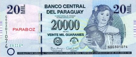 Paraguay 20.000 PYG ön yüz