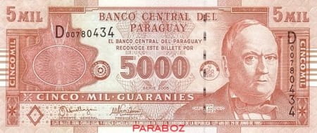 Paraguay 5.000 PYG ön yüz