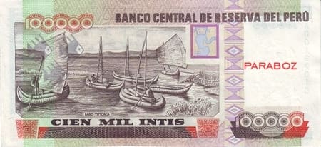 Peru 100.000 PEN arka yüz