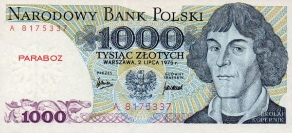 Polonya 1.000 PLB ön yüz