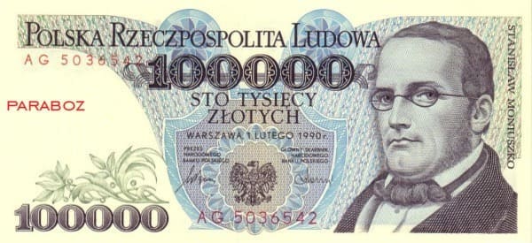 Polonya 100.000 PLN ön yüz