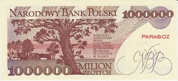 Polonya 1.000.000 PLN arka yüz