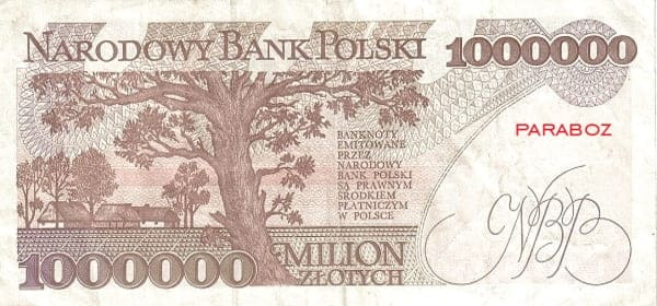 Polonya 1.000.000 PLN arka yüz