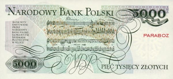 Polonya 5.000 PLN arka yüz