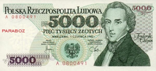 Polonya 5.000 PLN ön yüz