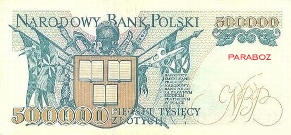 Polonya 500.000 PLN arka yüz