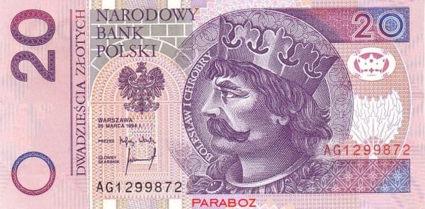 Polonya 20 PLN ön yüz