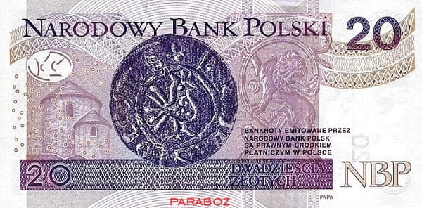 Polonya 20 PLN arka yüz