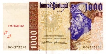 Portekiz Escudos 1.000 PTE ön yüz