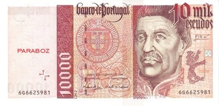 Portekiz Escudos 10.000 PTE ön yüz
