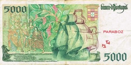Portekiz Escudos 5.000 PTE arka yüz