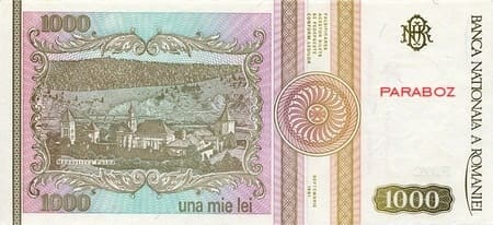 Romanya 1.000 RON arka yüz
