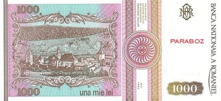 Romanya 1.000 RON arka yüz