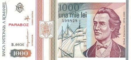 Romanya 1.000 RON ön yüz
