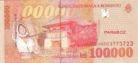 Romanya 100.000 RON arka yüz
