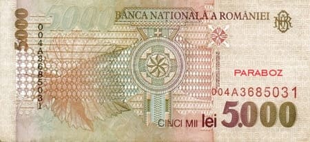 Romanya 5.000 RON arka yüz