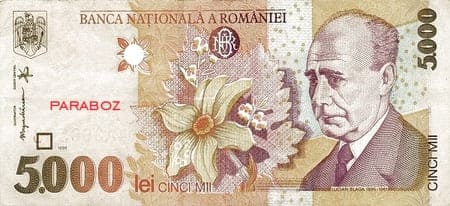Romanya 5.000 RON ön yüz