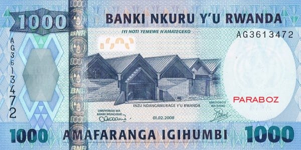 Rwanda 1.000 RWF ön yüz