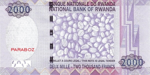Rwanda 2.000 RWF arka yüz