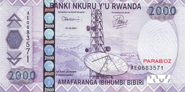 Rwanda 2.000 RWF ön yüz