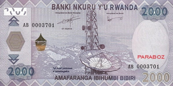 Rwanda 2.000 RWF ön yüz