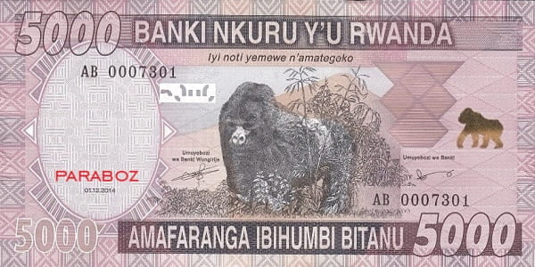 Rwanda 5.000 RWF ön yüz