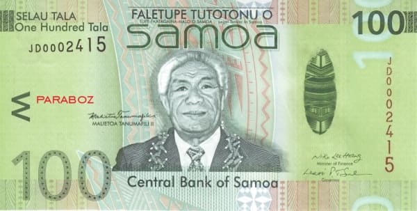 Samoa 100 WST ön yüz