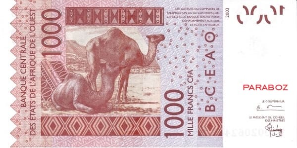 Senegal 1.000 XOF arka yüz