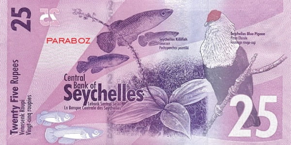 Seyşeller 25 SCR arka yüz