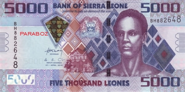 Sierra Leone 5 SLL ön yüz