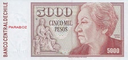 Şili 5.000 CLP ön yüz