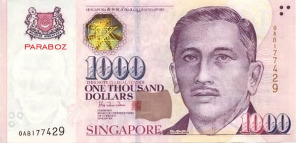 Singapur 1.000 SGD ön yüz
