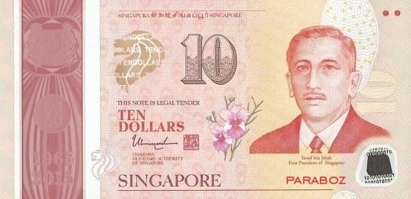 Singapur 10 SGD ön yüz